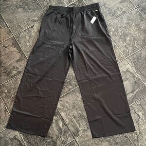 ⭐️NWT BCBG MAXAZRIA Black Satiny Wide-Leg Drawstring Pants Urban Sleek Goth